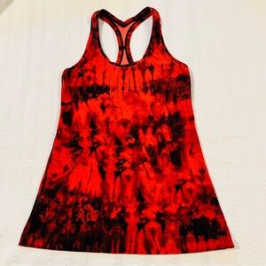 Lululemon Athletica Red and Black Tie Dye Tank Top